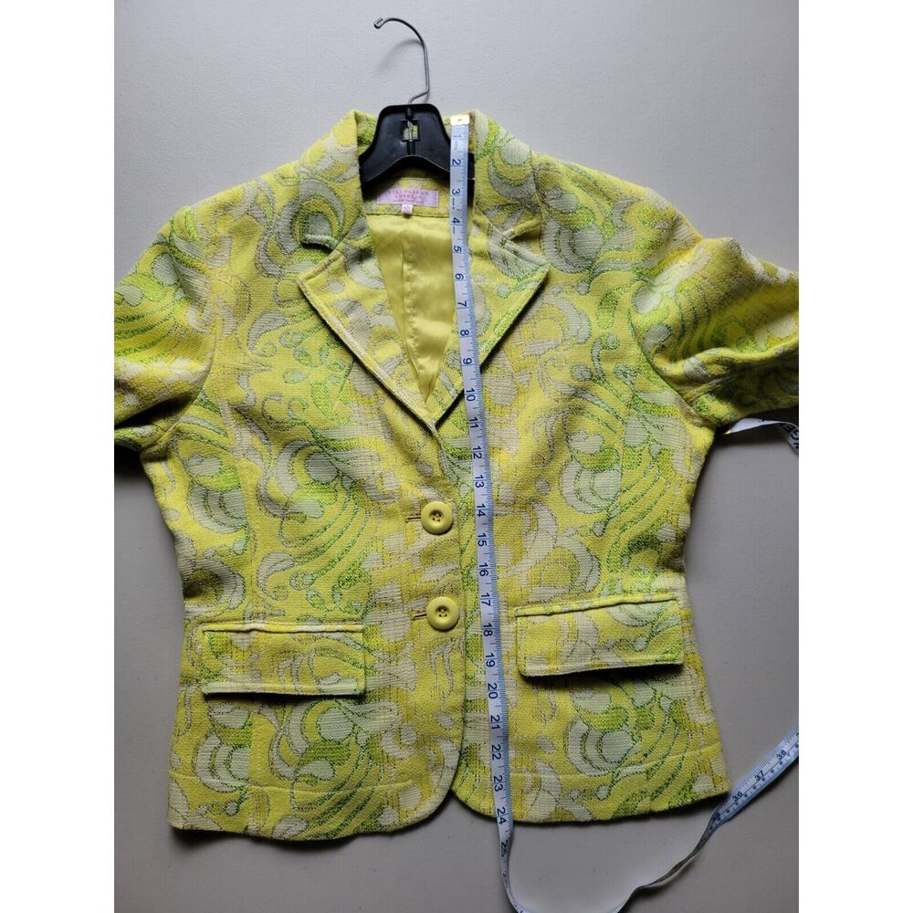 Lili Petrus Express Italy Yellow Lime Green Metallic Sparkle Blazer Jacket 10 - Picture 5 of 9